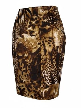 Cache Animal Floral Print Multicolor Tiered Mini Pencil Skirt Size 6